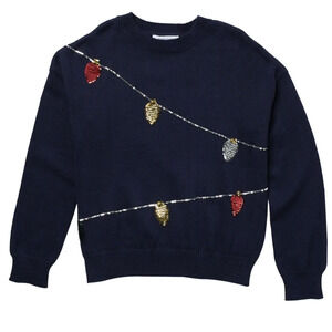 NWT Harper Canyon Girls Navy Lights Sweater Size small Christmas Holiday